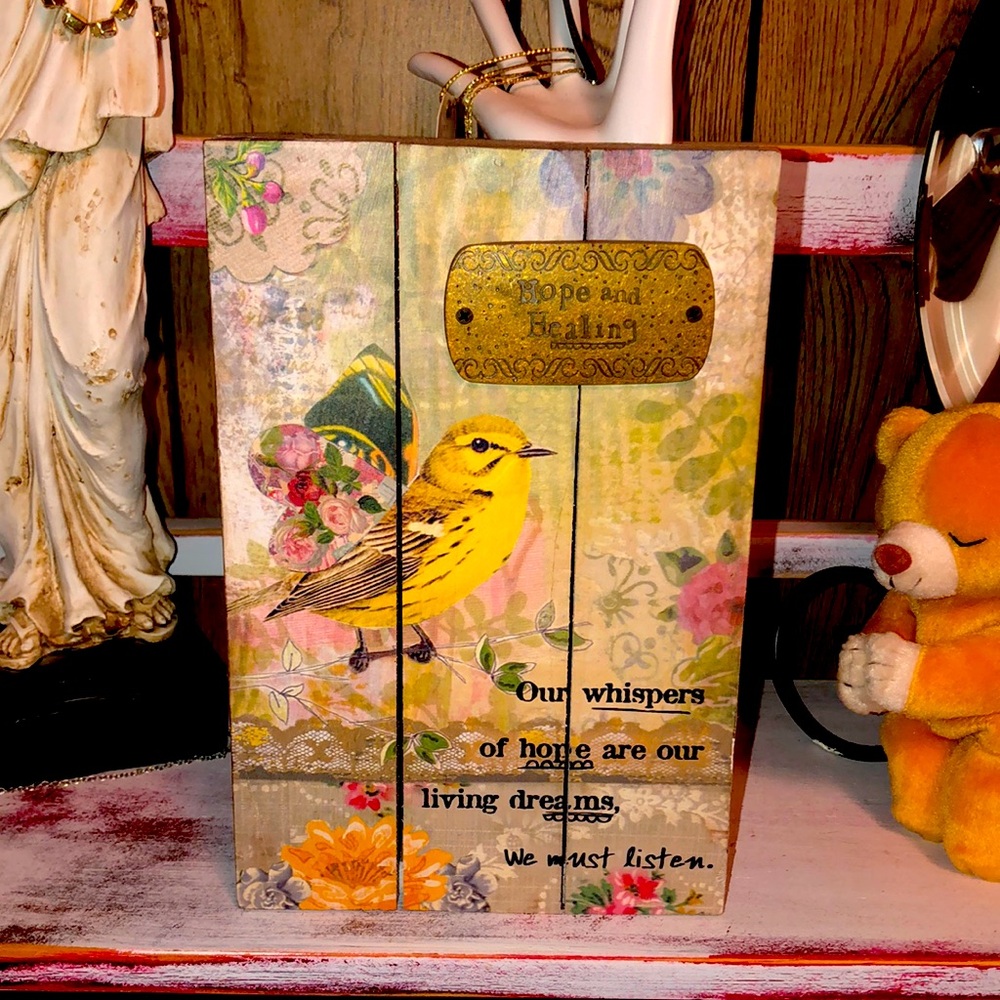 New Kelly Rae Roberts Wooden Wall Plaque “HOPE and HEALING”!